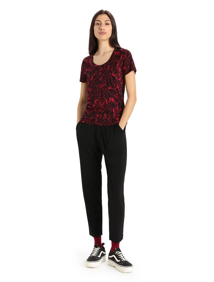 Pantalon Icebreaker MerinoFine™ Interlock Femme Noir | FR 1523QMAZ